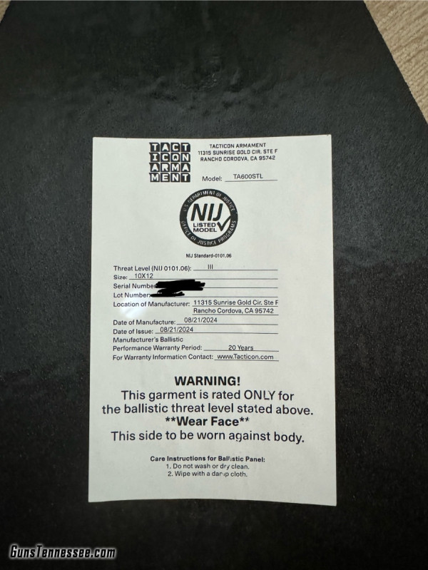 Lvl 3 Ballistic Plate Carrier w/ 2 Plates Tactical Gear Johnson